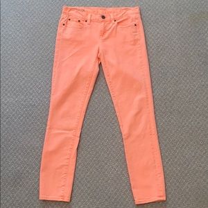 Neon peach jeans